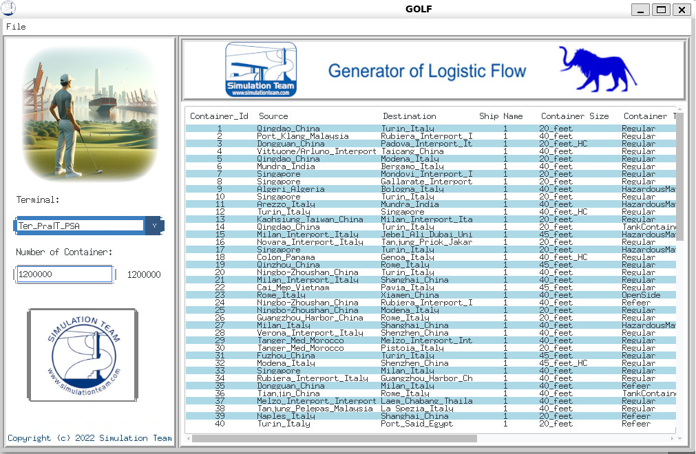 GOLF - smart Generator of Logistics & Flows